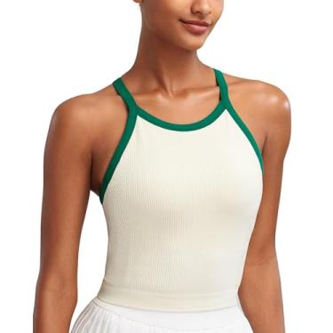 Imagem de RUNNING GIRL Sutiãs esportivos femininos de alto suporte longline sutiã esportivo de alto impacto para treino regata de ioga com sutiãs embutidos, Off-white, GG