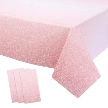 Imagem de Toalha de mesa Kesfey Ombre Rose Gold 137 x 274 cm de plástico, pacote