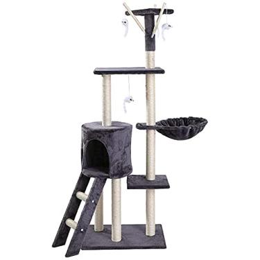 Imagem de BAoce Poste arranhador de árvore de gato torre de gato multicamadas grande moldura de torre de escalada para gatos brincar centro de atividades vila papelão ondulado com bola de brinquedo LPZ24815