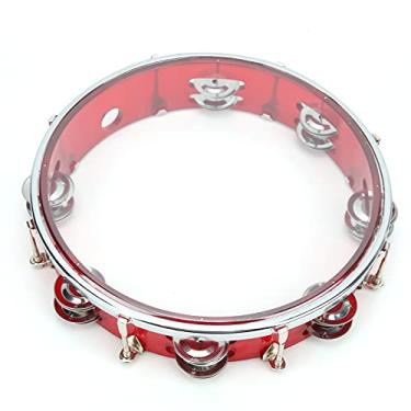 Imagem de Pandeiro Orff Portátil Azul e Vermelho Akozon de 10 Polegadas Com Autoajuste - Instrumento de Percussão Perfeito para Crianças e Adultos | Ideal para Aulas de Música, Festas e