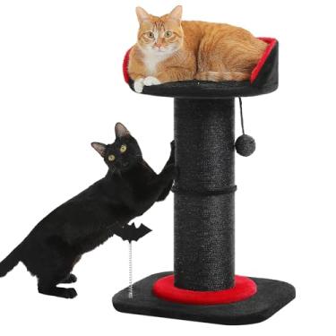 Imagem de PEQULTI Poste para arranhar gatos, árvore gótica para gatos, arranhador alto para gatos em ambientes internos com poste de arranhar super grosso [diâmetro = 14,5 cm], cama removível para gatos com