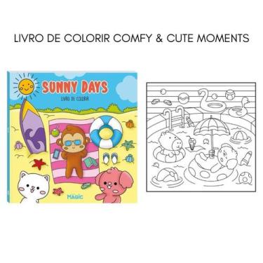 Imagem de Livro para Colorir Comfy cozy books Criança Adulto - MAGIC, SUNNY DAYS