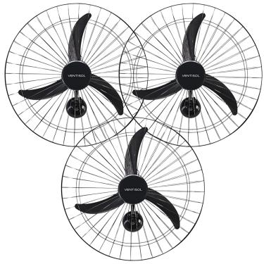 Imagem de Kit 3 Ventilador De Parede Ventisol Oscilante 60cm Premium 3 Pás 200W