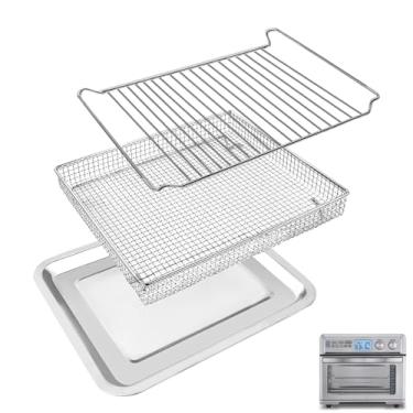 Imagem de Air Fryer Tray Replacement for Cuisinart TOA-95 Toaster Air Fryer Convection Oven, 11.5 * 10'' Non-stick Mesh Air Fryer Stainless Steel Basket Wire Rack Accessories Parts, Dishwasher Safe