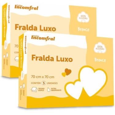 Imagem de Kit 10 Fraldas De Pano Tecido Duplo 100% Algodão Extra Absorção 70cm x