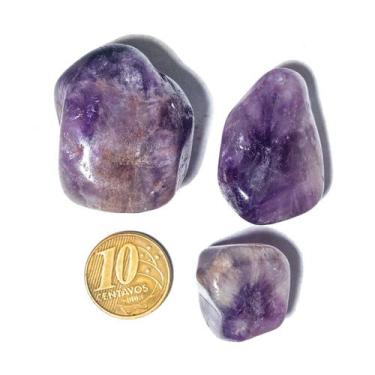 Imagem de 03 Ametista Rolada Natural Pedra G 30 a 45mm Classe A - CristaisdeCurv