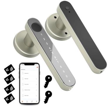 Imagem de Fechadura de porta com impressão digital, maçaneta inteligente, fechadura biométrica, com teclado de senha, maçaneta de porta de entrada sem chave, para quarto, casa, hotel, escritório, apartamento