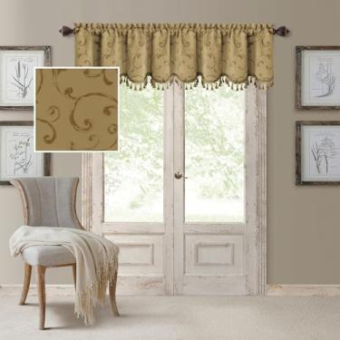Imagem de Elrene Home Fashions Mia Jacquard Scroll Blackout 1 cortina, 132 x 48 cm, dourado