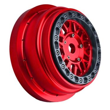 Imagem de BeaxTurbo Racing Upgrade Parts CNC Aluminum Bead Lock Wheel for Losi Super Baja Rey 2.0 1/6 1pcs red (red-Gray)