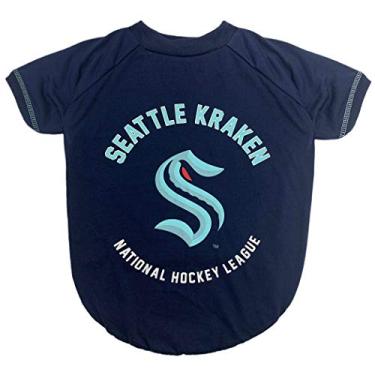 Imagem de CAMISETA PARA CÃO - Camiseta NHL Seattle Kraken PET para cães e gatos, TAMANHO: PP. - Sem rugas, macia e confortável, roupa de camisa Wam durável e lavável para seu cachorrinho fofo e gatinho!