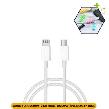 Imagem de Cabo Carregador USB-C Lightning 20W Compativel iPhone  2 Metros Turbo 
