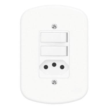 Imagem de Conjunto Interruptor Simples + Interruptor Paralelo + Tomada 2P+T 10A 