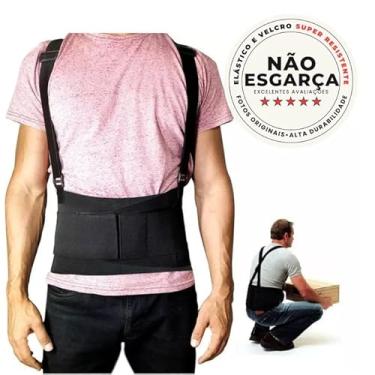Imagem de Kit com 3 Cinta Lombar Ergonomica Preto de Proteção Para Coluna Modelo Premium Vicsa Com Suspensório - Logistica, Expedição, Mercados, Caminhoneiros, Entregadores (M (92-101cm))
