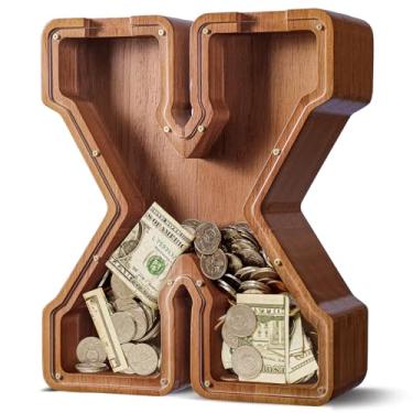 Imagem de ELX Cofrinho extra grande de madeira de 30,5 cm para crianças, cofrinho personalizado, caixa econômica segura e durável para crianças, presente para meninos e meninas (30,5 cm X)