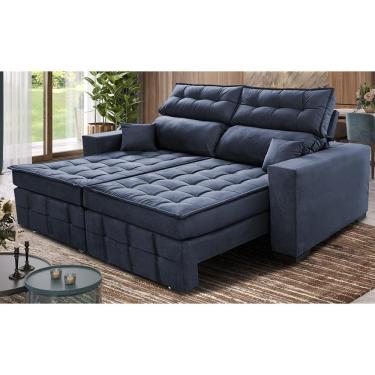 Imagem de Sofá Retrátil e Reclinável 1,80m Molas Ensacadas e Costura Tripla Cama inBox Japão. Velusoft