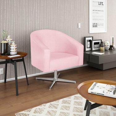 Imagem de Poltrona Decorativa Luiza Base Giratória De Metal Suede - Amarena Móveis Rosa Bebê