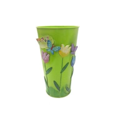 Imagem de Vaso Metal Enfeite Jardim Quintal Varanda Borboleta Flor Verde (sybo-g7)