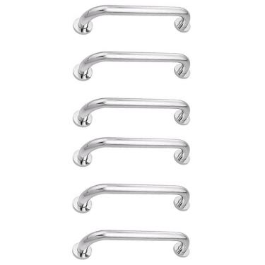 Imagem de Alça De Apoio Barra Inox 30cm Kit 6 Unidades Idoso Cadeirante Acessibilidade