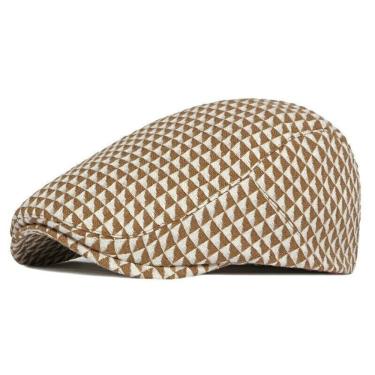 Imagem de Boina Retrô Unissex Plana Ideal Protetor Gorro Espinha De Peixe Hera Cáqui