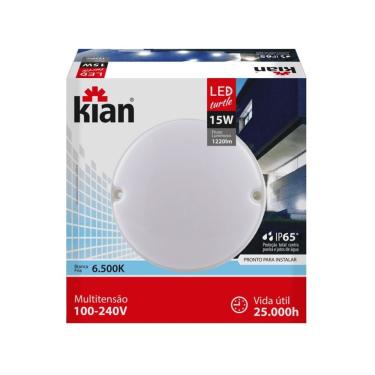 Imagem de Kit 4 Luminárias Tartaruga 15w Redonda Branco Fria Bivolt