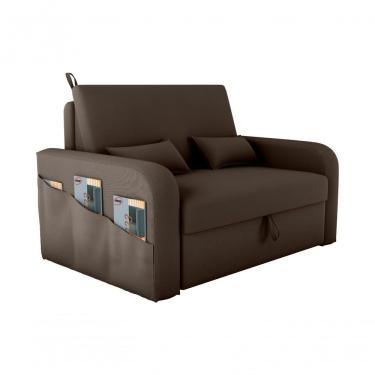 Imagem de Sofá Cama Lady Day 2 Lugares Conforto Veludo Marrom Matrix Sala Com Baú