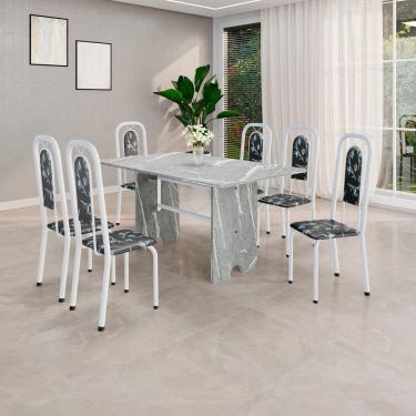 Imagem de Conjunto Sala de Jantar com 6 Cadeiras Lara Preto / Branco