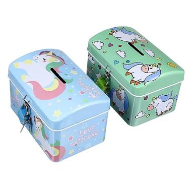 Imagem de Kisangel 2Peças Cofrinho Unicórnio Adorável com Fechadura de Infantil e Decoração Pote de Dinheiro