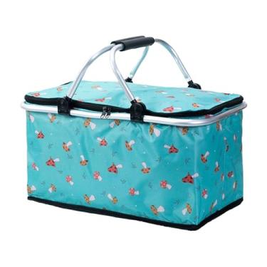 Imagem de Cesta De Piquenique Térmica, Porta Bebidas, Cooler Portátil Isolante Dobrável À Prova De Água Para Armazenar Vinho Em Acampamentos Viagens Ao Ar Livre E Praia