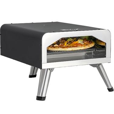 Imagem de Deco Chef Forno Elétrico Para Pizza Chef, Pedra De Cerâmica 12 Polegadas E Grelha, 1800 W, Assa Até 750 Graus Artesanal Bancada, Parede Dupla Aço Inoxidável 13 Polegadas, Interno Externo Portátil