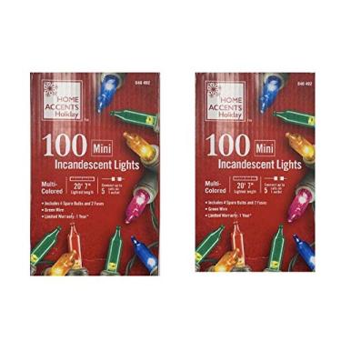 Imagem de Home Accents Holiday Lâmpadas Incandescentes De 20 Pés Com 100 Luzes, Fio A Fio, Mini Multicoloridas (Pacote 4)