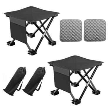 Imagem de Xajsdlxs Pacote Com 2 Bancos Portáteis De Acampamento 13" (Preto), Dobráveis Bolsa Transporte, Práticos Para Viagens, Churrasco, Pesca, Caminhadas E Atividades Ao Ar Livre, Dobráveis, Almofada Assen