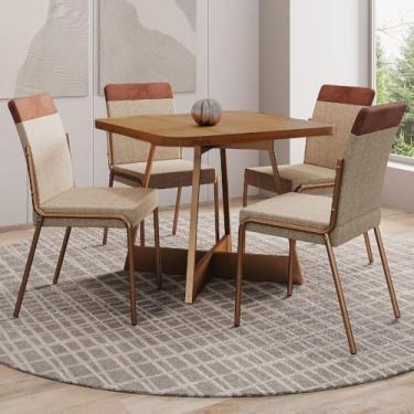 Imagem de Conjunto Sala de Jantar 4 Cadeiras Seul Carraro (Nogal)
