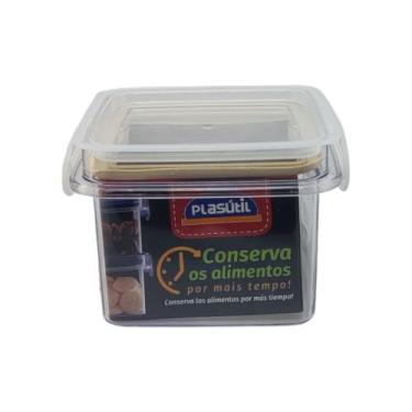 Imagem de Pote Hermético Plasútil 380ml com Trava  Ideal p/ Condimentos, Bege
