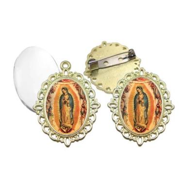 Imagem de Broche com Relicario Dourado Nossa Senhora de Guadalupe Terno Noivo la