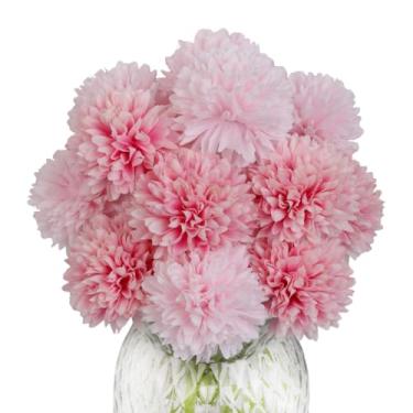 Imagem de Jim's Cabin Flores Artificiais 10 Peças, Crisântemo De Seda Falsa, Bola Hortênsia, Buquê Casamento Para Cozinha, Decoração Casa