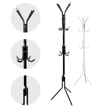 Imagem de Mancebo Cabideiro Chão Roupas 12 Ganchos Organizador Casaco Chapéu (Preto (12 Ganchos))