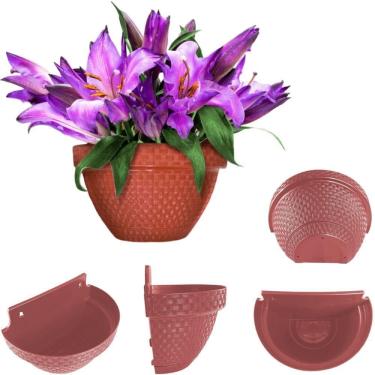 Imagem de Vaso Parede Anti-dengue Formato Meia Lua Rattan 3 Litros Cor Terracota