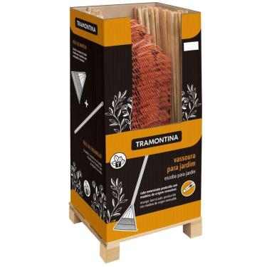 Imagem de Vassoura Regulavel Com 22 Dentes Tramontina Em Aço Com Cabo De Madeira 120 Cm Desmontado