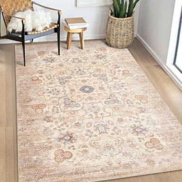 Imagem de Castage Tapete Boho 7 x 12, tapetes laváveis para quarto, sala de estar, cozinha, entrada, pequeno, vintage, boêmio, casa de fazenda, envelhecido, oriental, antiderrapante, bege, bege