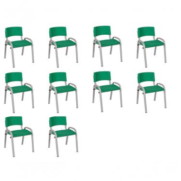 Imagem de Kit 10 Cadeira Iso Infantil Creche, Escola Base Cinza Verde Escuro