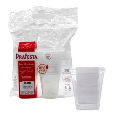 Imagem de Pote 350 ml quadrado freezer/microondas prafesta c/20 unidades, transp