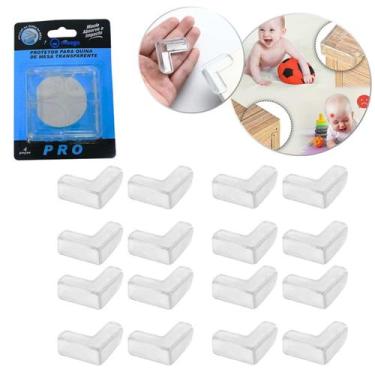 Imagem de Kit 16 Protetor Quina Móveis Canto Silicone Com Adesivo Cola P Mesa Vi