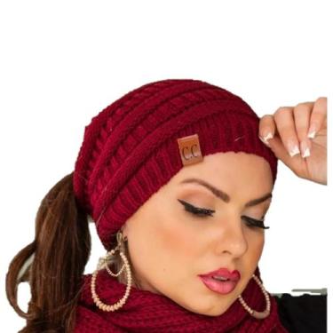 Imagem de Touca Inverno Gorro de Lã Feminina Com Furo Para Rabo De Cavalo - Supr