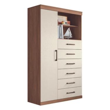 Imagem de Cômoda Multiuso 6 Gavetas 1 Porta Suzhou Jatobá Areia