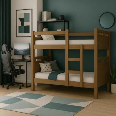 Imagem de Beliche Versátil Reforçada ou duas camas de solteiro com Grade Superio