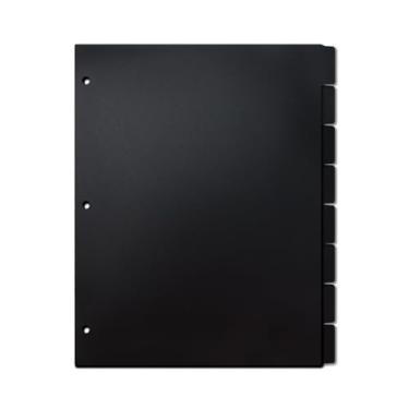 Imagem de Koqye Divisores de Plástico Duráveis para Fichários de 3 Argolas, Divisórias de Índice de Seção com Bolsa de 3 Furos Pretas de 8 Abas para Fichários, Inserções para Cadernos (1 Conjunto)