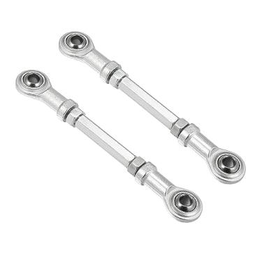 Imagem de Motoforti 2 peças 100 mm de comprimento 8 mm diâmetro do furo ajustável junta esférica de direção para ATV elétrico 49cc Go Kart acessório coluna de direção suspensão de direção tom prateado