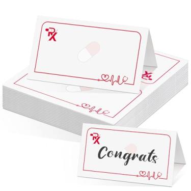 Imagem de AmazingSpark 50 peças de decorações de festa de formatura de enfermeira cartões de comida temáticos de hospital etiquetas de mesa de graduação de enfermagem cartões de barraca de nome dobráveis para