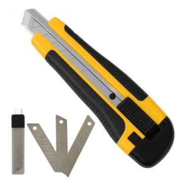 Imagem de Kit Estilete Metal Retratil Profissional Com 4 Lâminas - Luatek