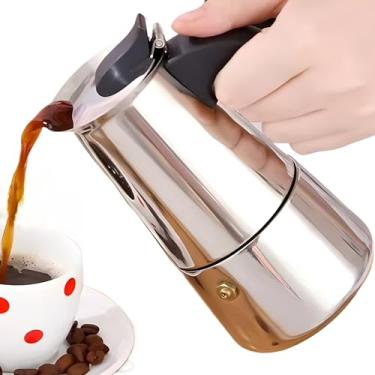 Imagem de DeeKleen Cafeteira Moka de aço inoxidável, cafeteira de moka, cafeteira italiana, cafeteira cubana, cafeteira Greca (6 xícaras)